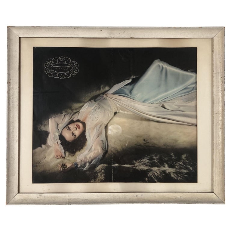1942 Frances Gifford Hollywood Portrait Print by George Hurrell, Framed: 1942 Hollywood Portrait artwork print of actress Frances Gifford by George Hurrell in its original white wood Framed.