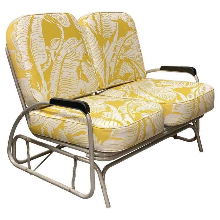 Aluminum Patio/Outdoor Sled Base Rocking Slider Settee w/ Speed Arms (1 of 9)