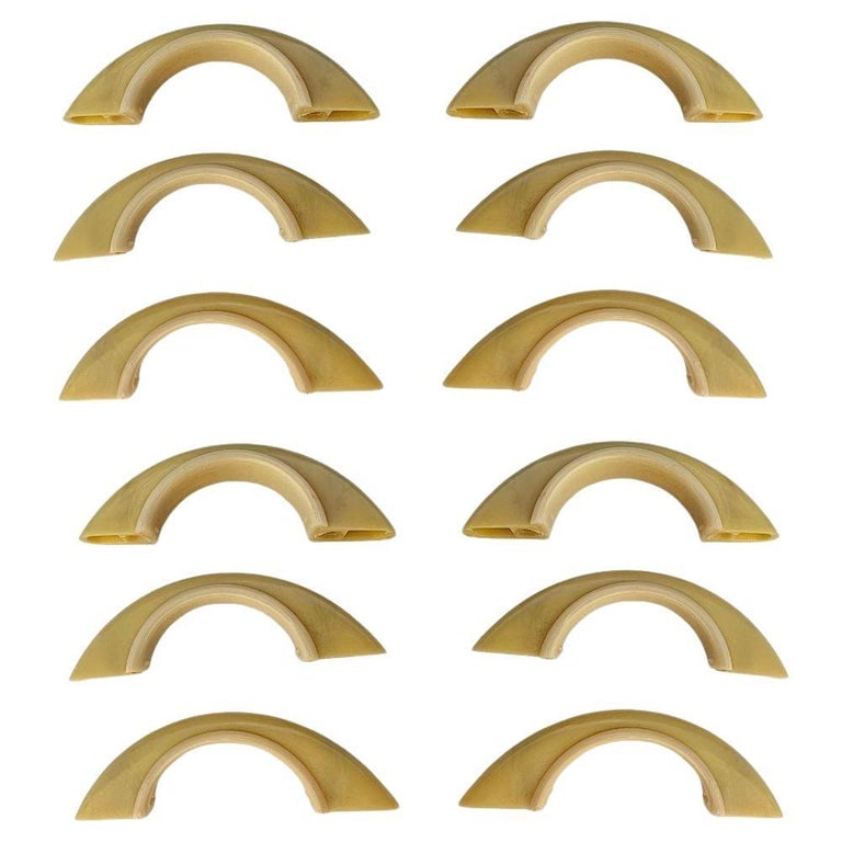 Mid Century Creme & Ivory Trim Bakelite Bridge Drawer Pulls Set of 12 (1 of 7)