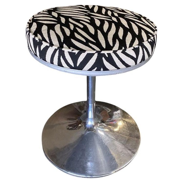 Knoll "Tulip" Chrome Stool by Eero Saarinen w/ Nairobi Upholstery Seat 2 avail. (1 of 5)