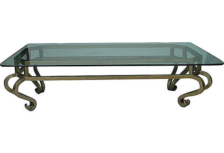 Glamorous Hollywood Regency Gilt Metal Coffee Table (1 of 4)