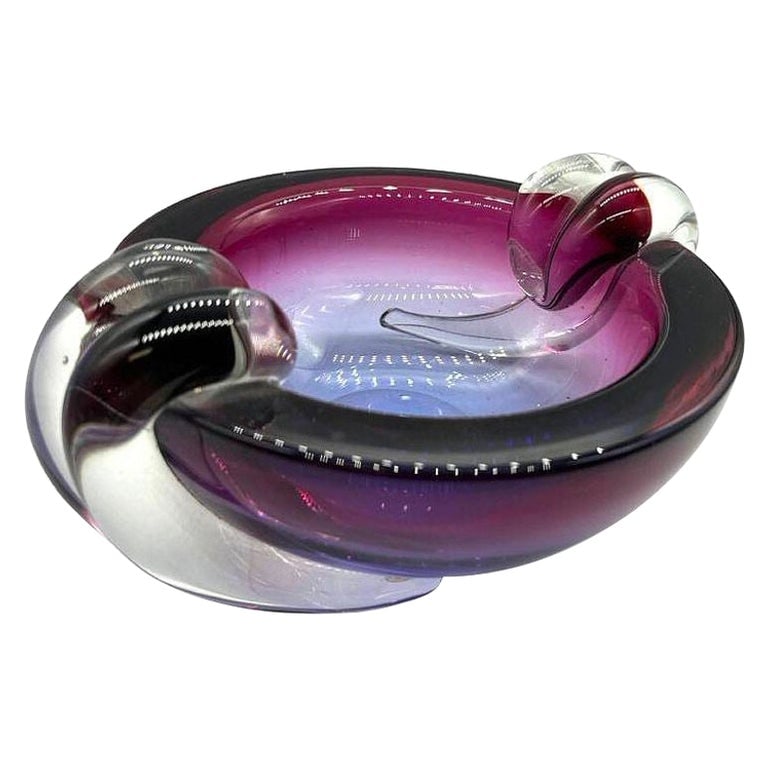 Hand Blown Amethyst Tone Murano Weighted Cased Art Glass Ashtray by Seguso (1 of 8)