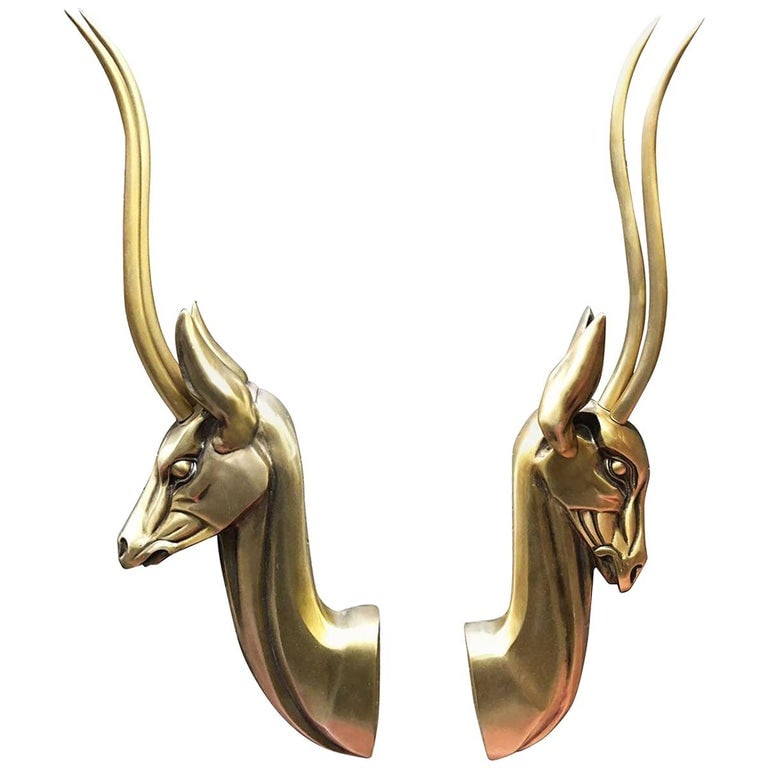 Modernist Anodized Aluminum Gazelle Wall Sculpture Pair by Pendergast (1 of 9)