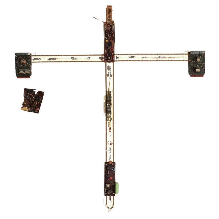 Abstract "Tronic Cross" Artography Large Mixed-Media Sculpture by Pasqual Bettio (1 of 6)
