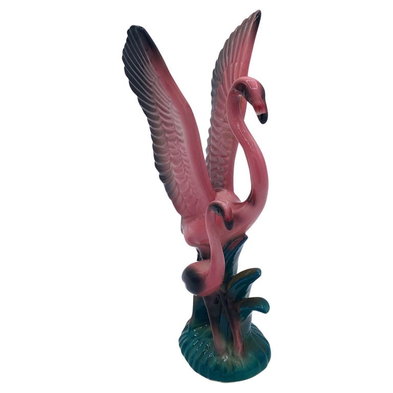 MCM Open Wing Mother & Child Pink Flamingo Ceramic Tabletop Statue By Leftons (1 of 9)