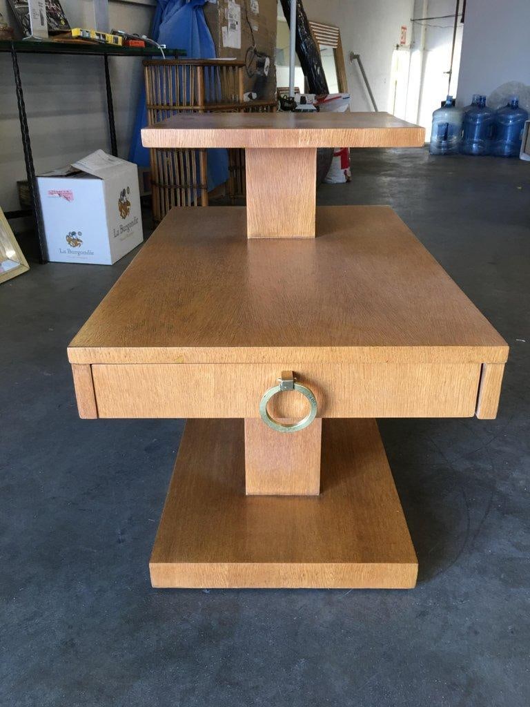 Large Architectonic Side Table with Bronze Pull by Lane - 2