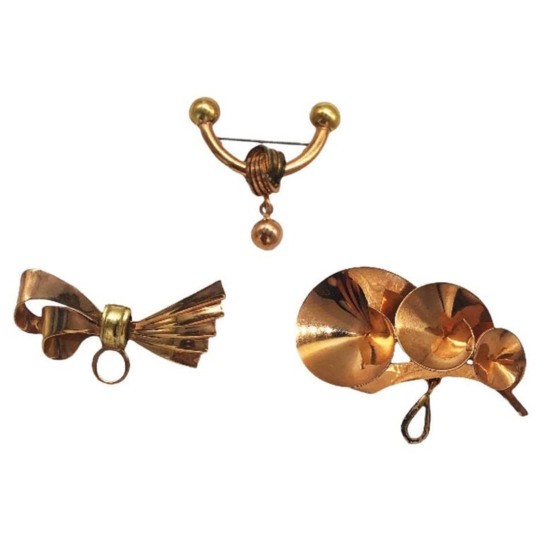 Mid Century Rosegold Pin Brooch Set (1 of 6)