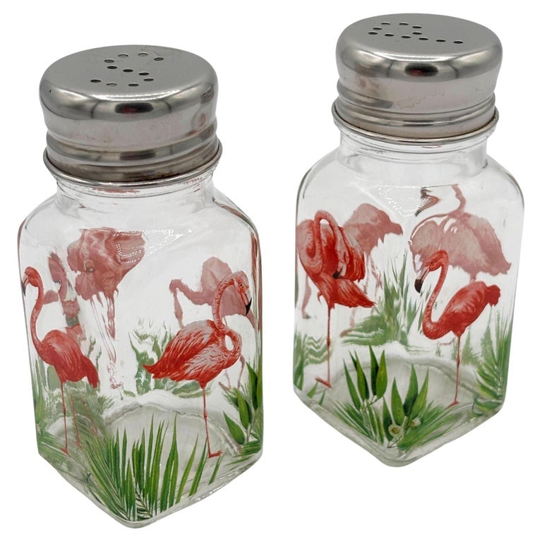 Hand Painted Pink Flamingo Glass Salt & Pepper Shakers by Michel Design Works (1 of 8)