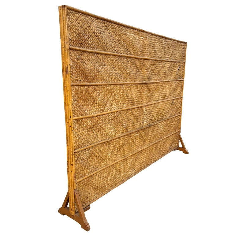 Art Deco 9' Foot X 6' Foot Rattan & Woven Wicker Wall Divider Screen (1 of 10)