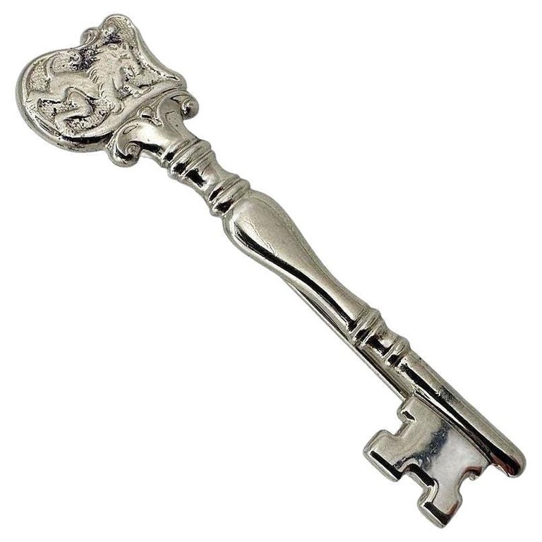 Sterling Silver Rampant Lion Skelton Key Brooch Pin by Towle (1 of 6)