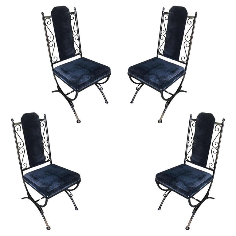 Midcentury Dining Chair with Scrolling Pattern, Set of Four (1 of 8)