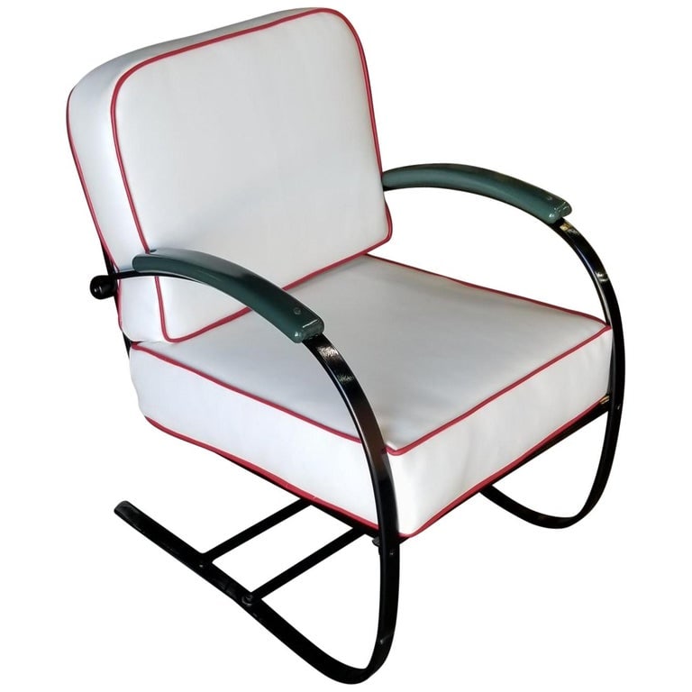 Wolfgang Hoffmann Custom Green and Black Springer Chair for Howell (1 of 6)
