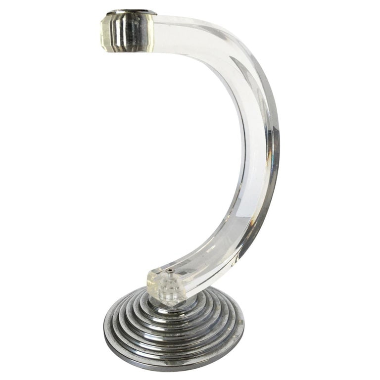 Charles Hollis Jones Lucite & Chrome Candlestick Holder: Introducing the epitome of modern elegance – the Charles Hollis Jones Lucite & Chrome Candlestick Holder. This striking piece seamlessly blends the timeless allure of lucite with the contemporary ed
