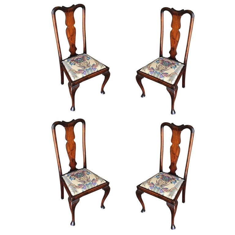 Pre-War Mahogany Art Deco Era Dining Room Chair Set of Four (1 of 8)