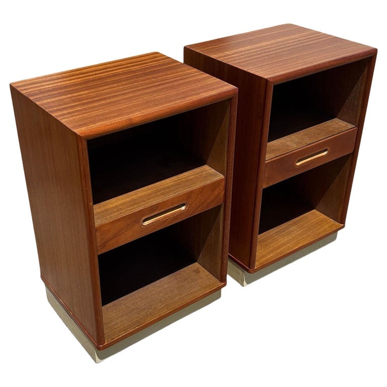 Pair of Teak and Mahogany Mid Century Nightstands by Edward Wormley for Dunbar (1 of 9)