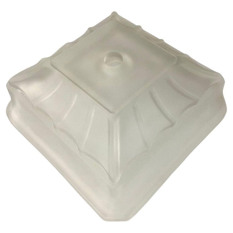 Vivian Art Deco Geometric Square Satni Frosted Art Glass Light Up Lamp Base (1 of 4)