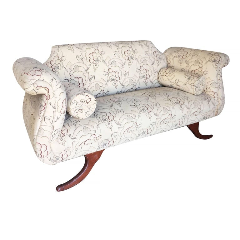 Duncan Phyfe Style Love Seat Settee with Scrolling Arms (1 of 8)