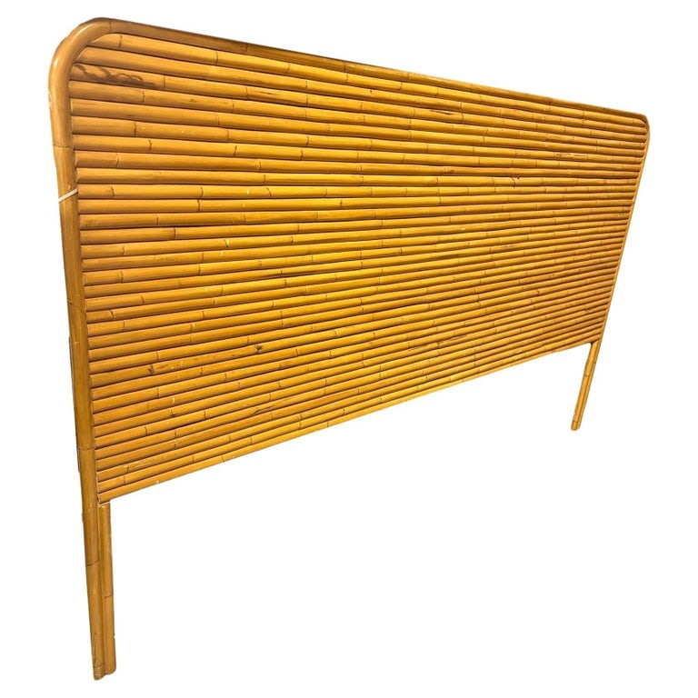 Restored 85" Wide Mid -century King Size Stacked Rattan Headboard (1 of 6)