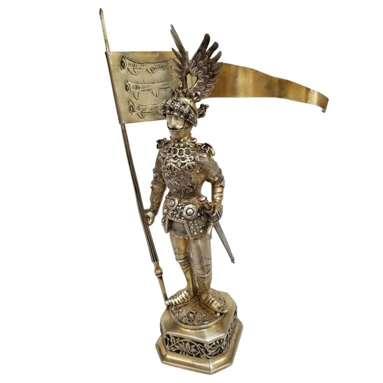 1890 Sterling Silver King Arthur Knight by B. Neresheimer & Söhne Hanau (1 of 9)