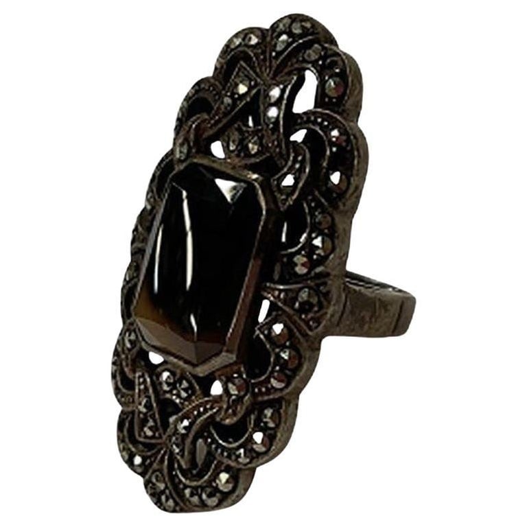 Ornate Sterling Silver and Marcasite Ring (1 of 8)
