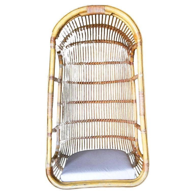 Restored Stick Reed Rattan Hanging Swing Lounge Chair (1 of 8)