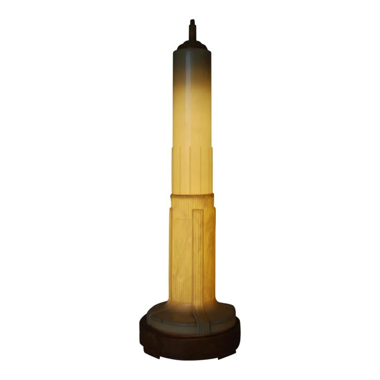 Streamline Art Deco Celluloid Empire State Building Shaped Florescent Table Lamp (1 of 6)