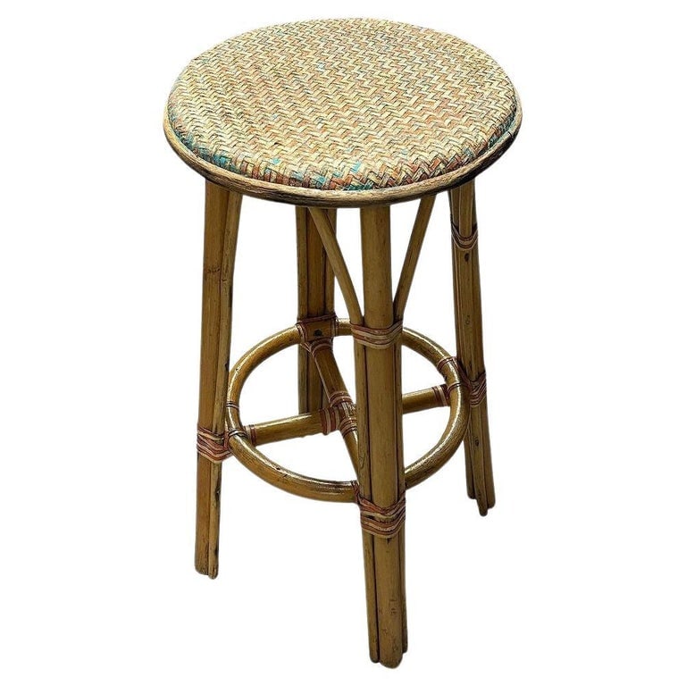 3-Strand Rattan Barstool w/ Multi-color Woven Seat (1 of 7)