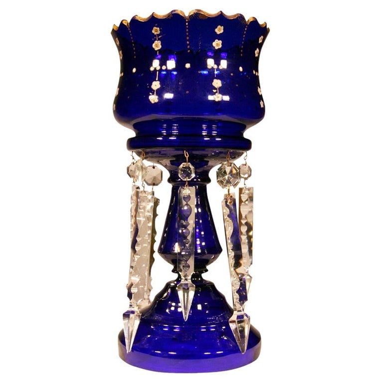 Victorian Cobalt Glass Hand-Cut and Gilded Luster Vase (1 of 8)