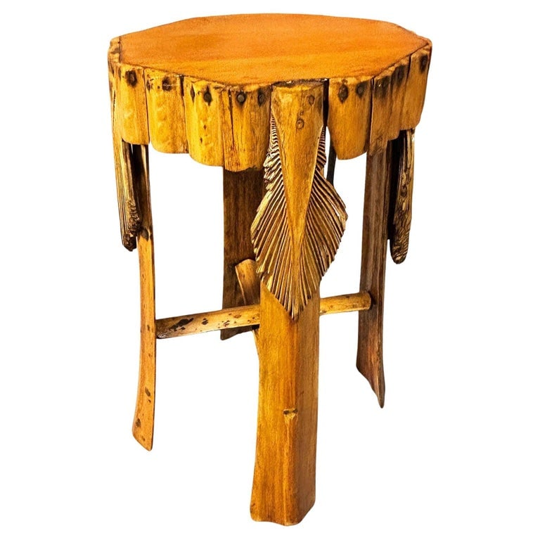 Restored Mid-century Hawaiian Split Bamboo Side Drinks Table w/ Koa Wood Top (1 of 8)