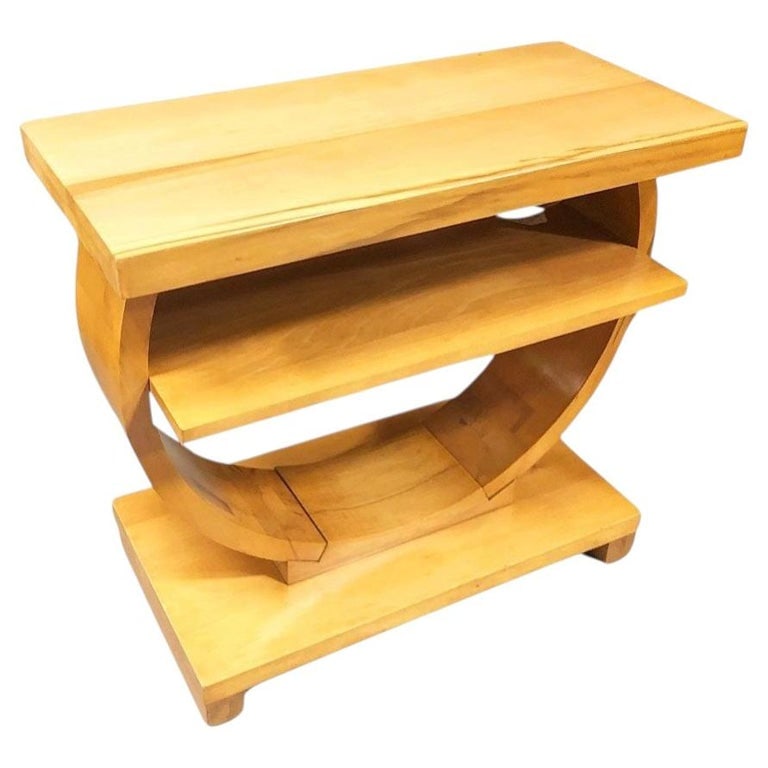 Blond Geometric Art Deco Side Table by Gilbert Rohde for Brown Saltman (1 of 8)