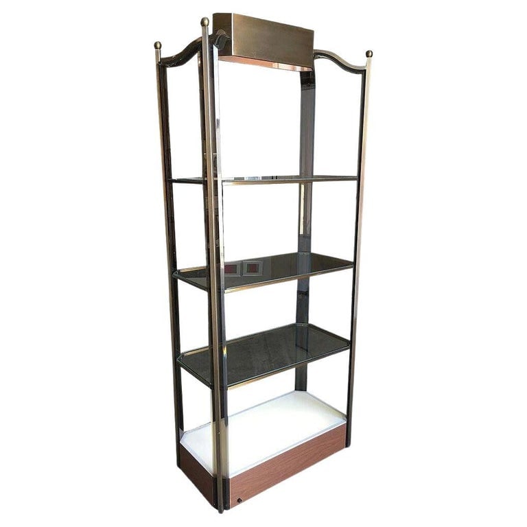 Bronze Glass Light Up Shelf Étagère with Smoked Acrylic Accents (1 of 8)