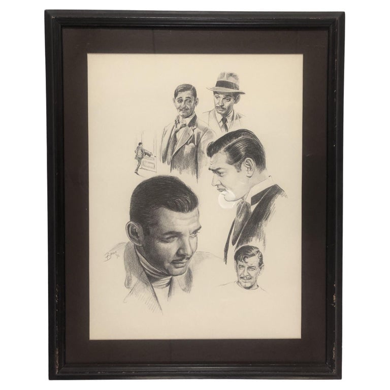 1976 Glen Fortune Banse Portait of Clark Gable Lithograph Print Framed (1 of 4)