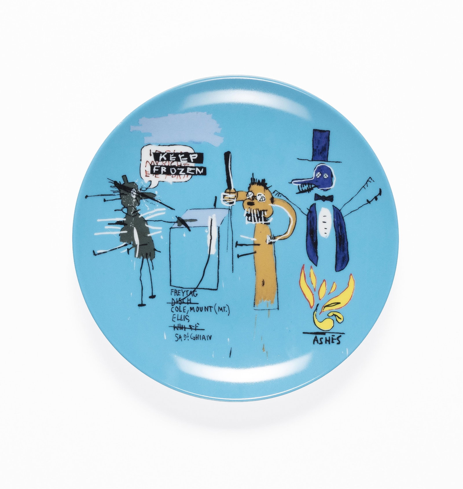 Jean-Michel Basquiat, 1960-1988, Keep Frozen Plate: Jean-Michel Basquiat 1960-1988 Keep Frozen Plate 2010 Glazed Limoges porcelain Producer: Ligne Blanche 8 inches (diameter) with original packaging published in conjunction with the Estate of Jean-