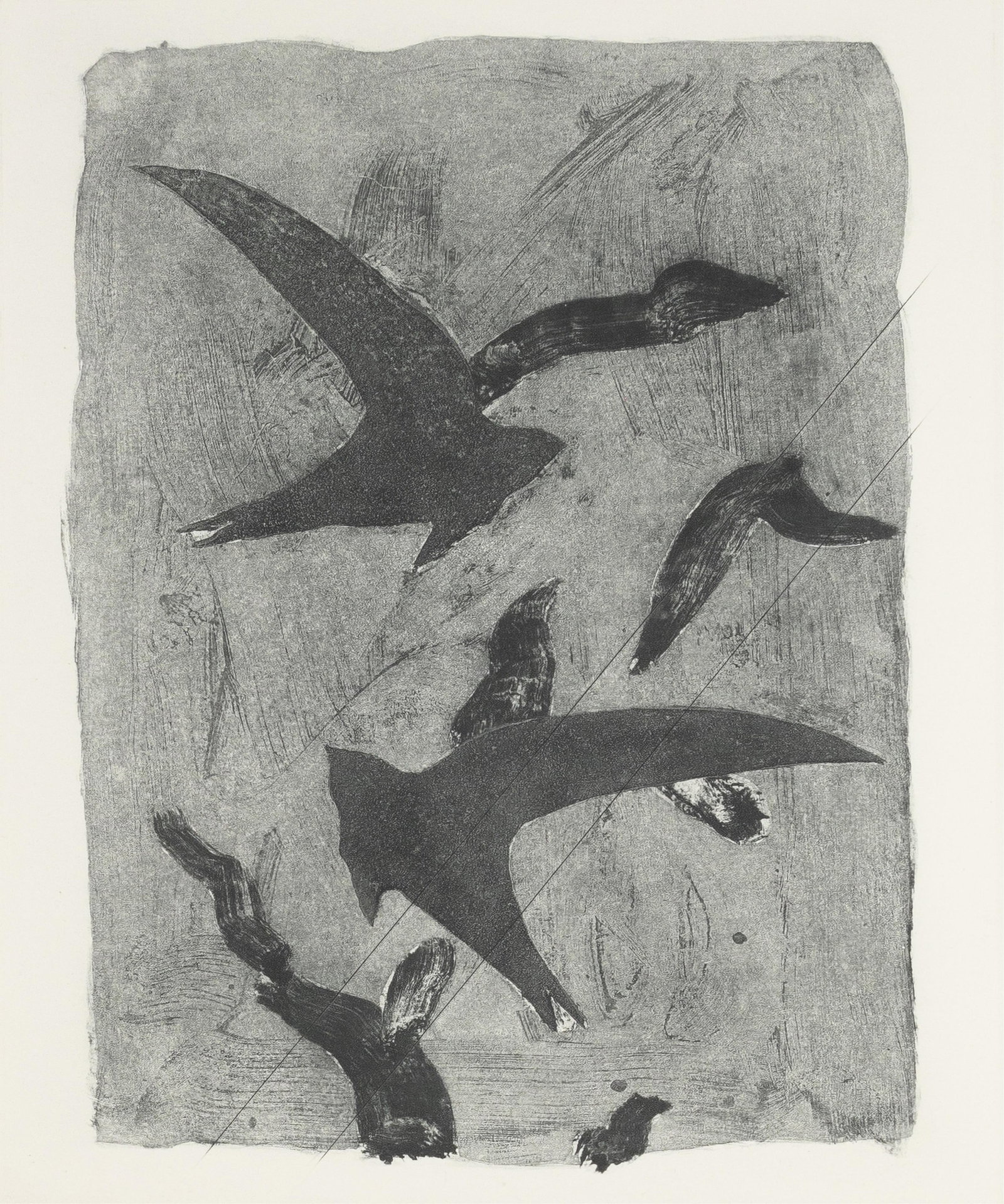 Georges Braque, French 1882-1963, lot of two works: Georges Braque French, 1882-1963 lot of two works two lithographs: 1962 Birds in Flight etching on light cream wove paper 13-1/2 x 9-1/2 inches (image) 20 x 14 inches (sheet) unsigned