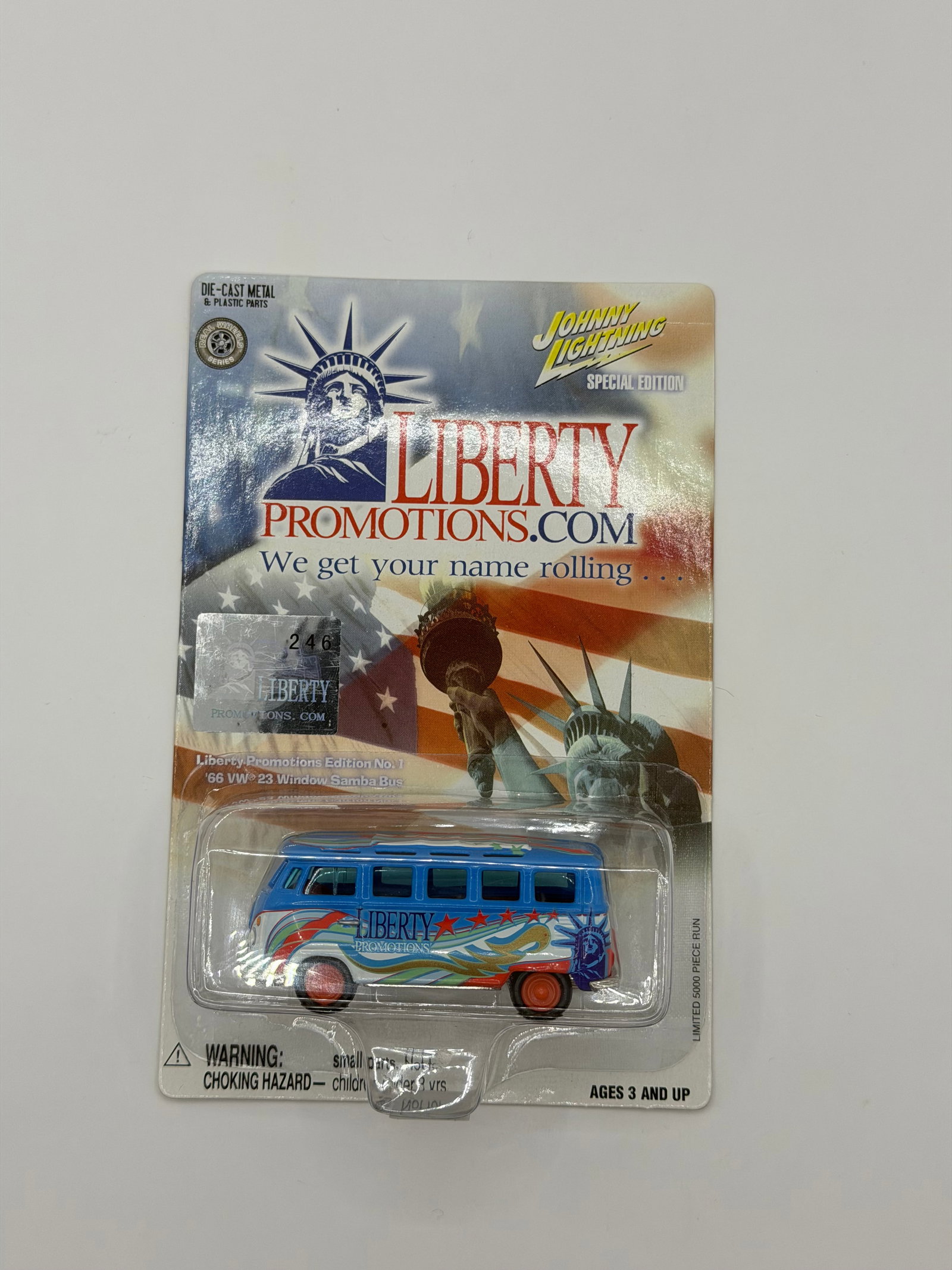 Johnny Lightning Liberty Promotions 66 VW 23 Window Samba Bus: Factory sealed RLC cars coming from the estate of a 25+ year long collector. IN HOUSE SHIPPING IS AVAILABLE. Shipping can be calculated as follows: $10 handling fee ($10 whether 1 won lot or 100 won l