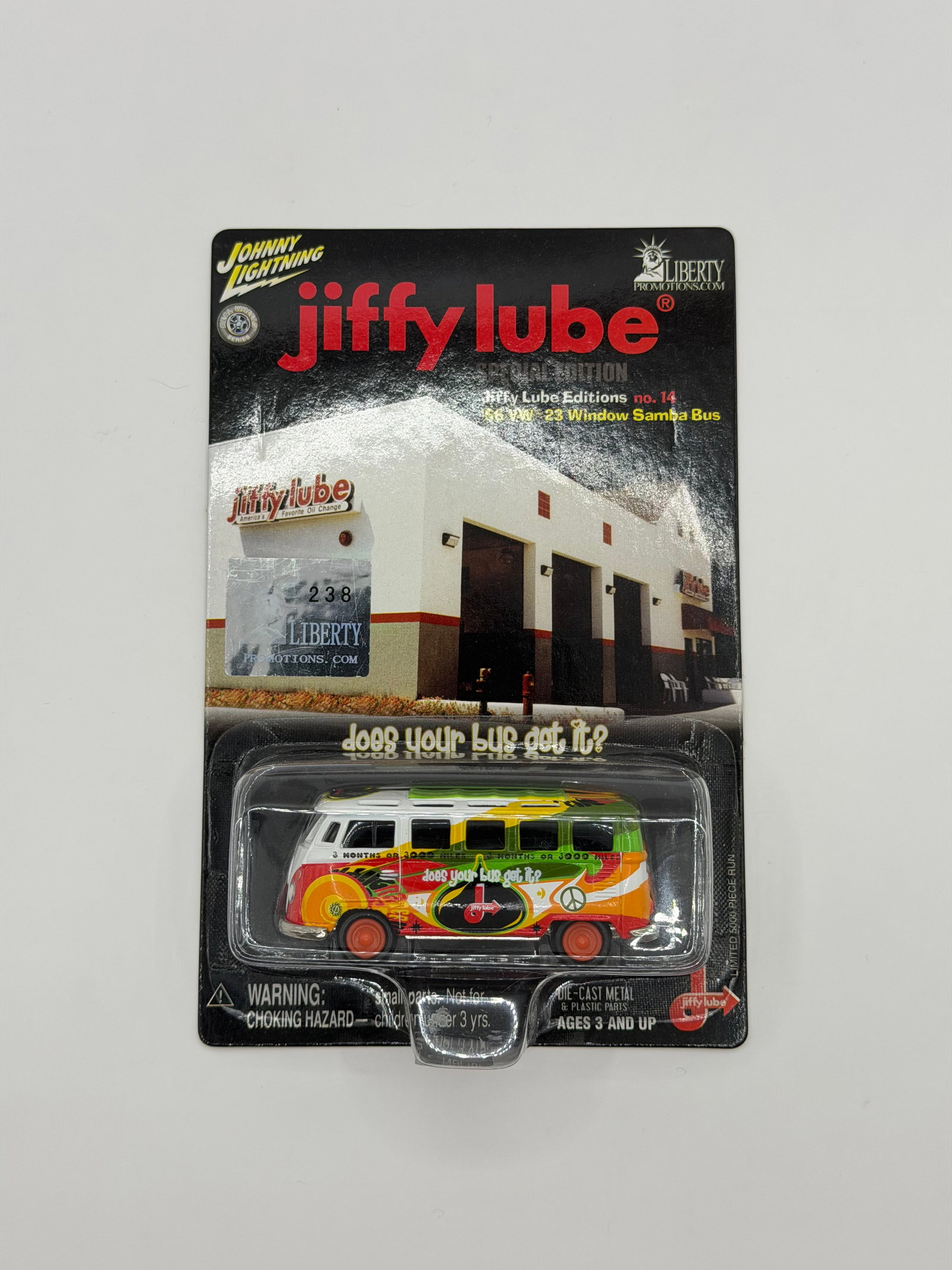 Johnny Lightning Liberty Promotions 66 VW 23 Window Samba Bus Jiffy Lube: Factory sealed RLC cars coming from the estate of a 25+ year long collector. IN HOUSE SHIPPING IS AVAILABLE. Shipping can be calculated as follows: $10 handling fee ($10 whether 1 won lot or 100 won l