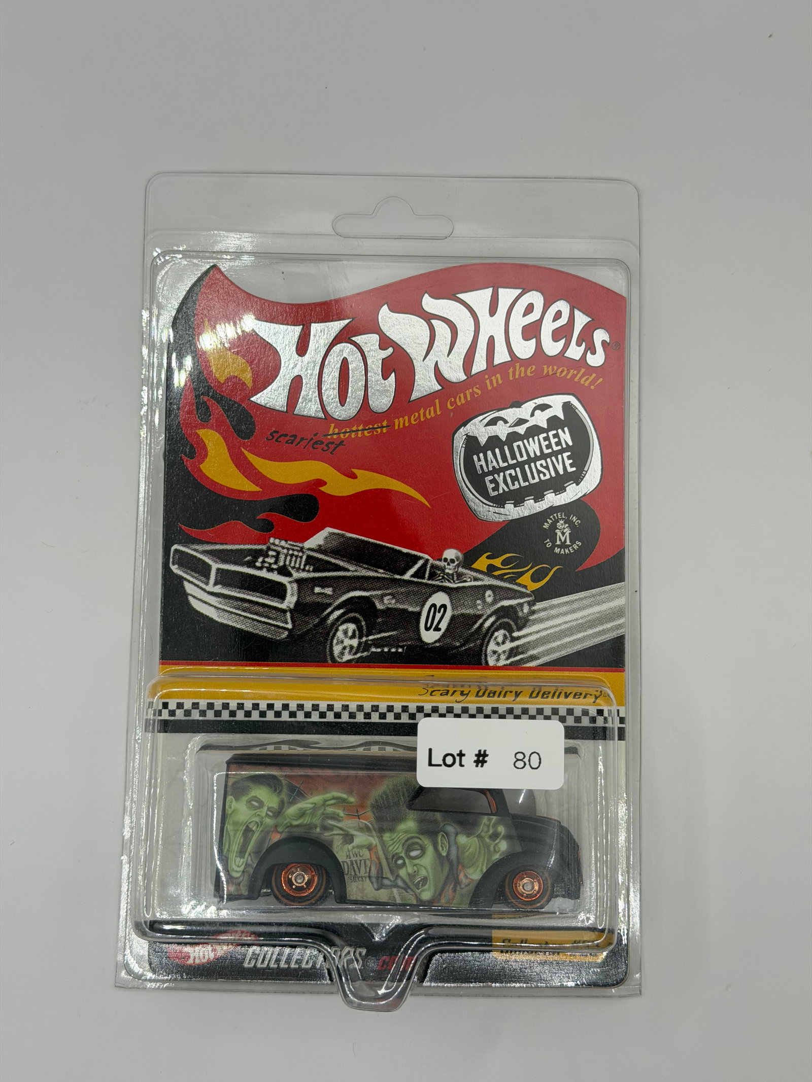 Hot Wheels RLC Halloween Exclusive Scary Dairy Delivery #2672/15,500: Factory sealed RLC cars coming from the estate of a 25+ year long collector. IN HOUSE SHIPPING IS AVAILABLE. Shipping can be calculated as follows: $10 handling fee ($10 whether 1 won lot or 100 won l