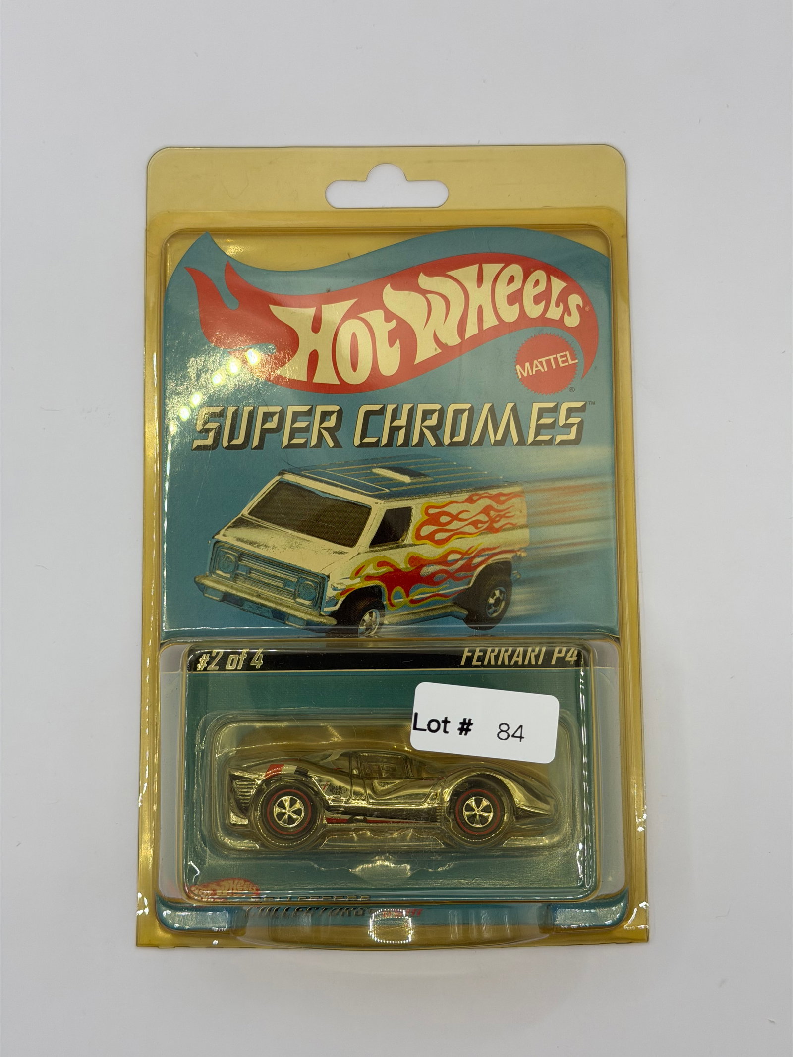 Hot Wheels RLC Super Chromes Ferrari P4 #7736/12,500: Factory sealed RLC cars coming from the estate of a 25+ year long collector. IN HOUSE SHIPPING IS AVAILABLE. Shipping can be calculated as follows: $10 handling fee ($10 whether 1 won lot or 100 won l