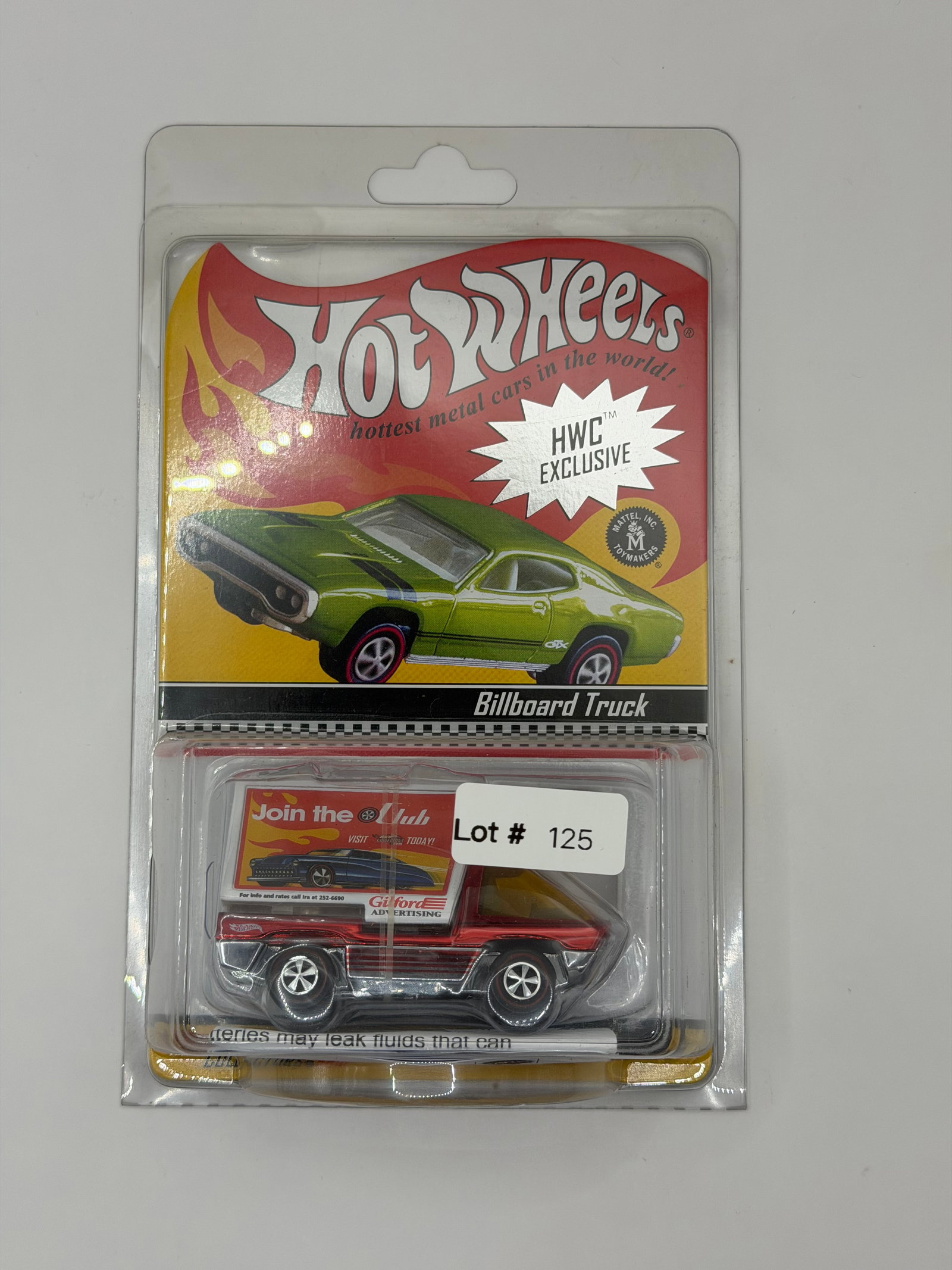 Hot Wheels RLC Billboard Truck #5855/6567: Factory sealed RLC cars coming from the estate of a 25+ year long collector. IN HOUSE SHIPPING IS AVAILABLE. Shipping can be calculated as follows: $10 handling fee ($10 whether 1 won lot or 100 won l