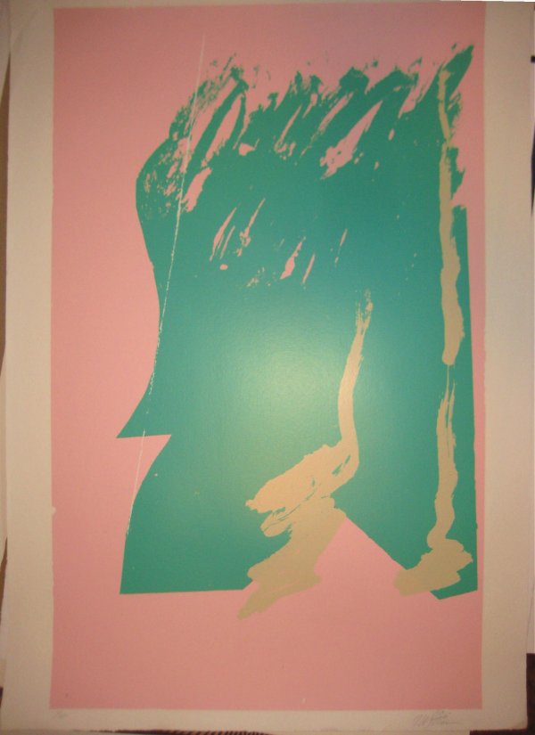 Michael Steiner signed silkscreen LARGE: 42 X 30 inches Artist Michael Steiner untitled dated 1979 in the blindstamp Medium silkscreen Serigraph, Signed and Numbered in Pencil 1/160 some wear, creasing fold in corner and loss of paper to sid