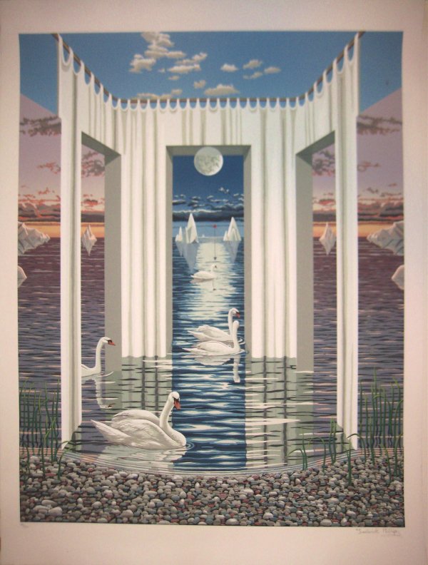 Frederick Phillips signed Silkscreen Lithograph col: 40 X 30 inches Frederick Phillips Frederick Phillips was born in Staffordshire, England in 1953. Awarded an art scholarship at age 17, Frederick graduated with an Honors Degree. A lifetime inspired by