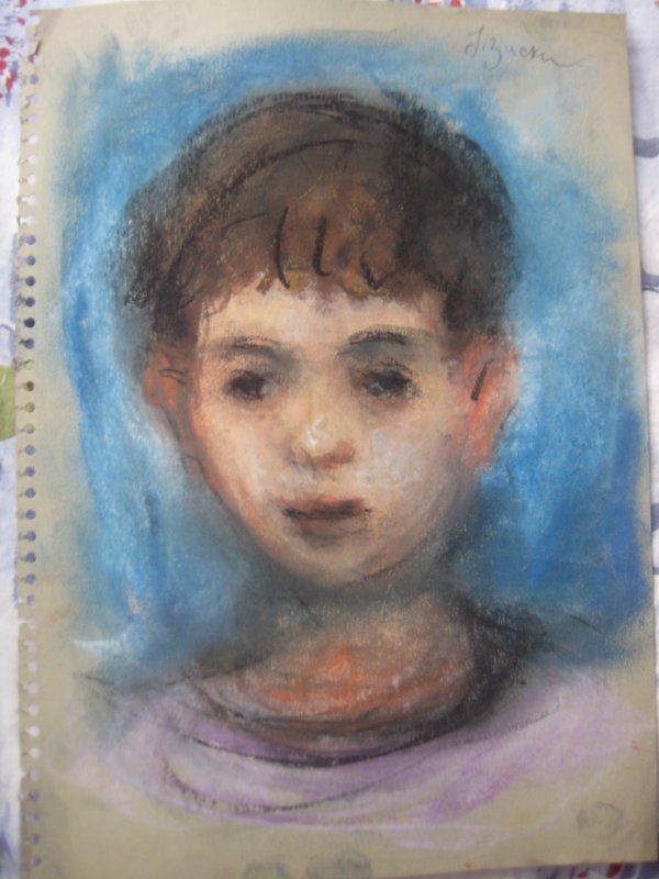 Jacques Zucker pastel SIGNED Bezalel Israeli: young boy pastel on paper signed drawing/painting Jacques Zucker, Jakub Zuker (1900-1981) Polish/American. WPA artist. Born in Radom, Poland, June 15, 1900; US citizen. ran away from home at age 13 an