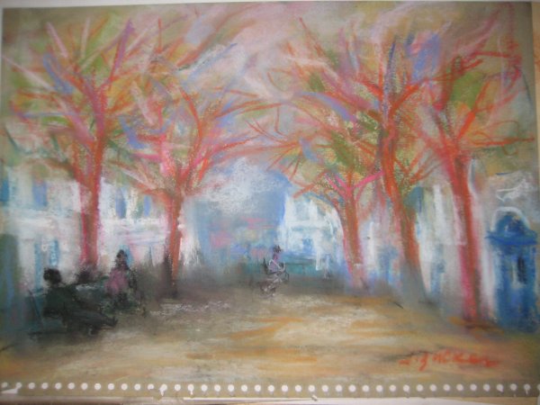 Jacques Zucker Polish signed pastel painting: Jacques Zucker, Jakub Zuker (1900-1981) Polish/American. WPA artist. Born in Radom, Poland, June 15, 1900; US citizen. ran away from home at age 13 and made his way to the Bezalel Art School in Jerusa