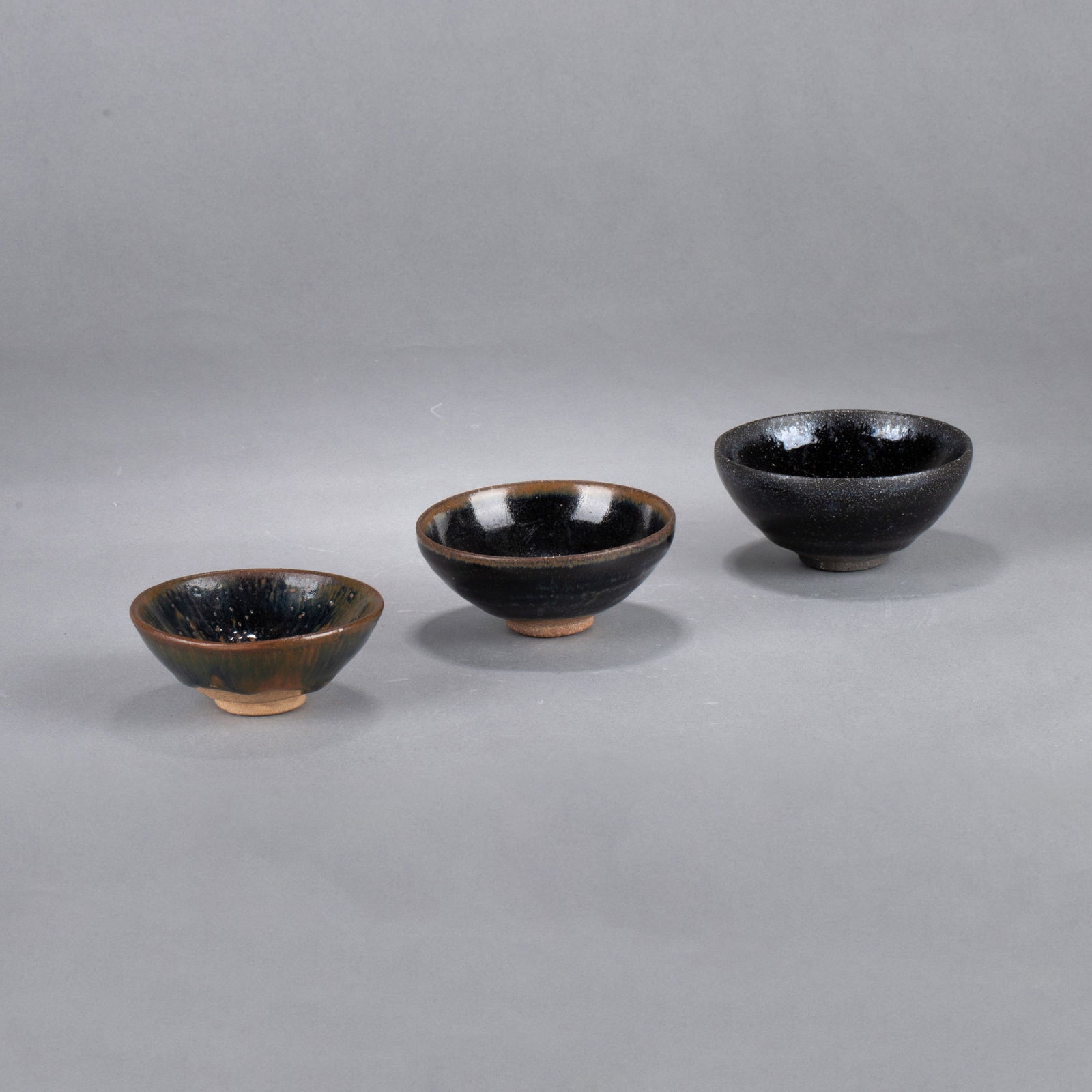 Set of three Song Dynasty Jian Ware tea cups. (1 of 9)