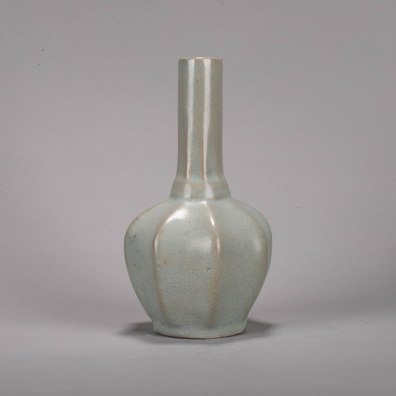 Song Dynasty Moon-white Glazed Melon-ridged Long-neck Bottle (1 of 6)