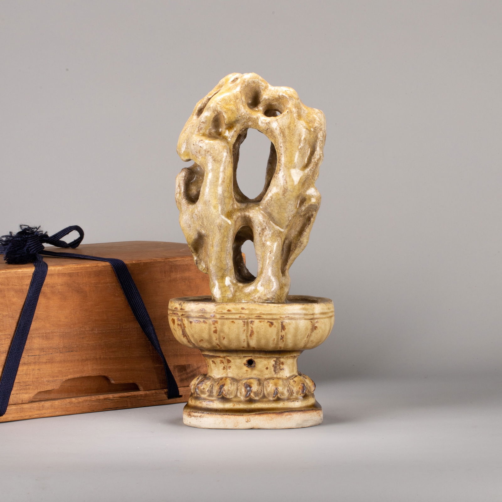 Ming Dynasty Yellow-glazed Porcelain "Mountain" Ornament: Ming Dynasty Yellow-glazed Porcelain "Mountain" Ornament