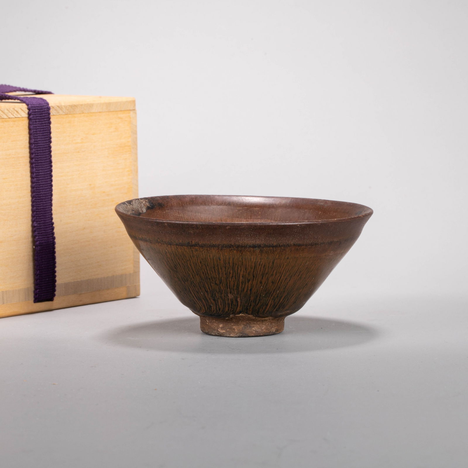 Tenmoku tea bowl with "hare's fur" glaze, marked, Jian ware: Tenmoku tea bowl with "hare's fur" glaze, marked, Jian ware