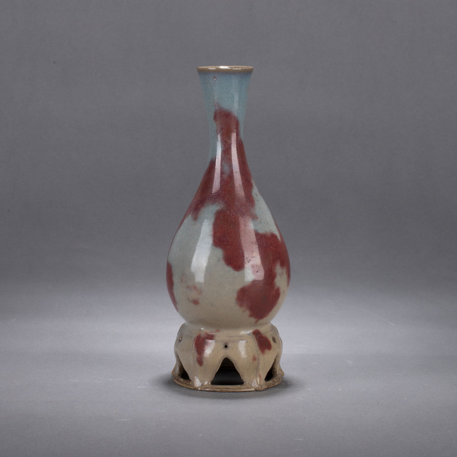Jun ware vase with attached base - 2