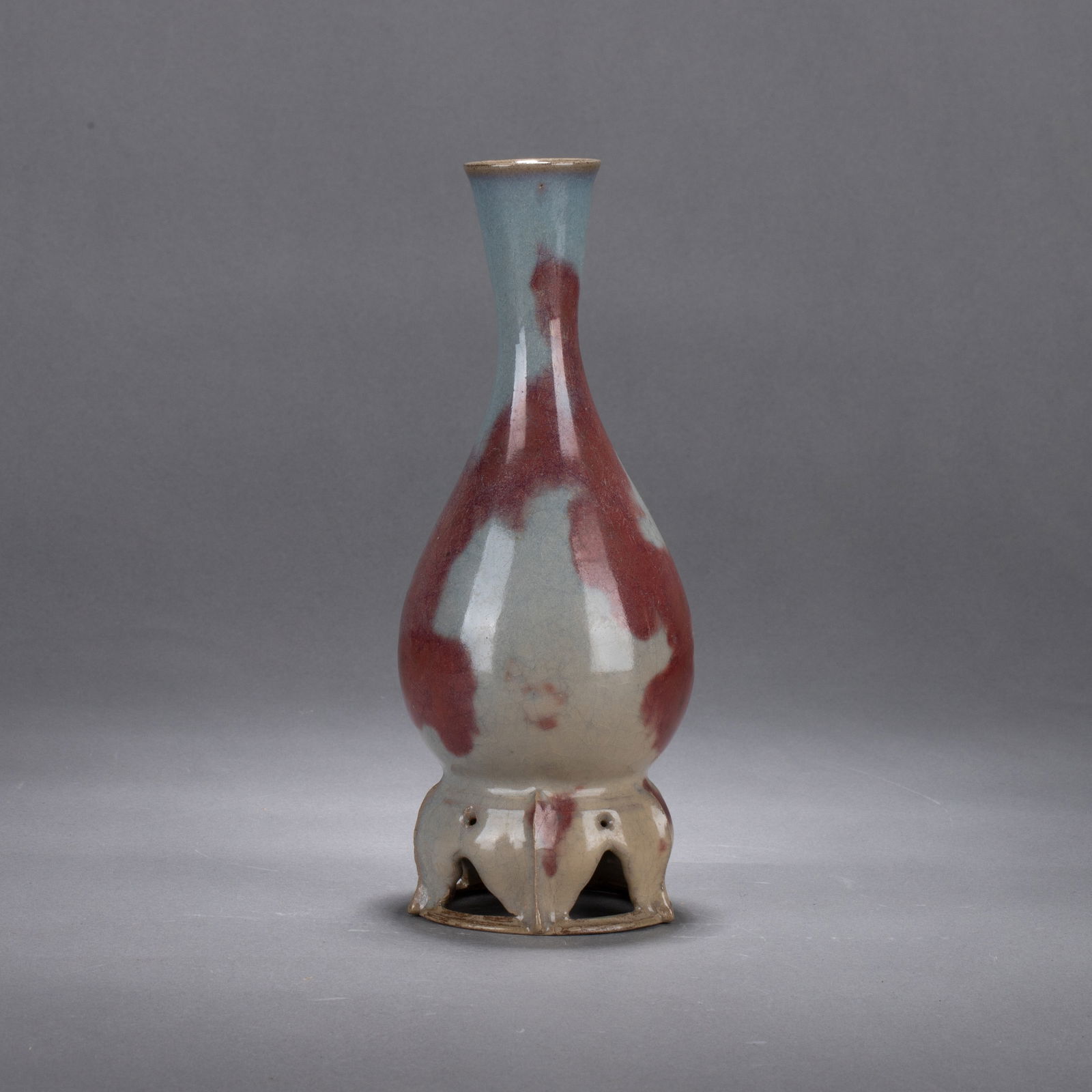 Jun ware vase with attached base - 4