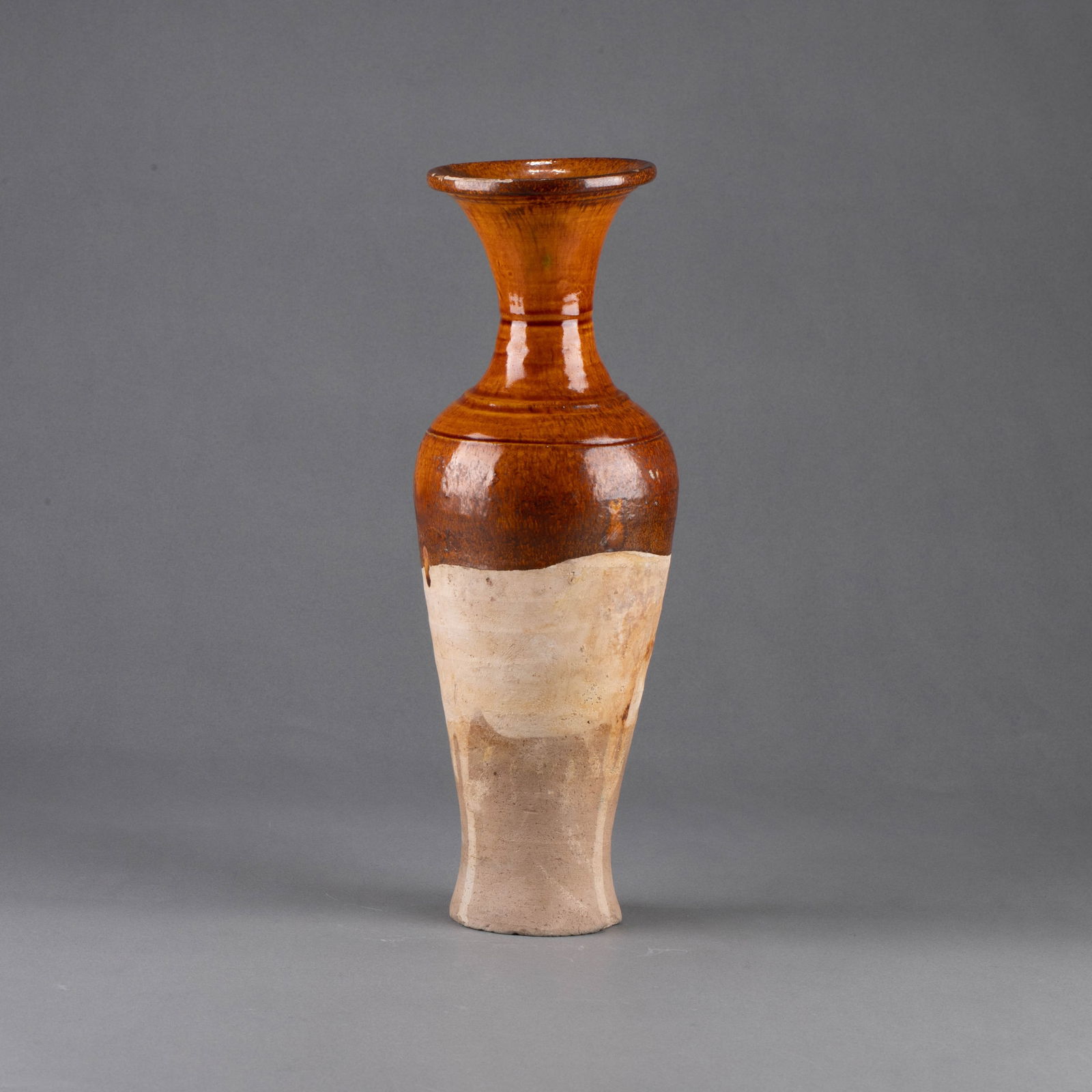 Yellow-glazed long-necked vase: Yellow-glazed long-necked vase